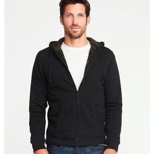 Old Navy Black and Camo Print Sherpa Lined Hoodie